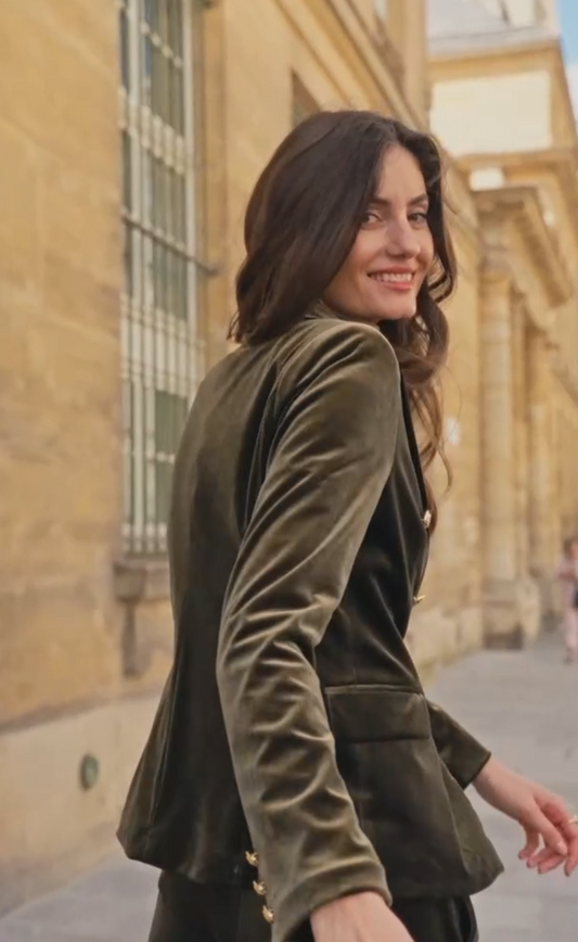 Olive Velvet Blazer