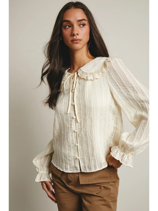 Ruffled Cream Blouse