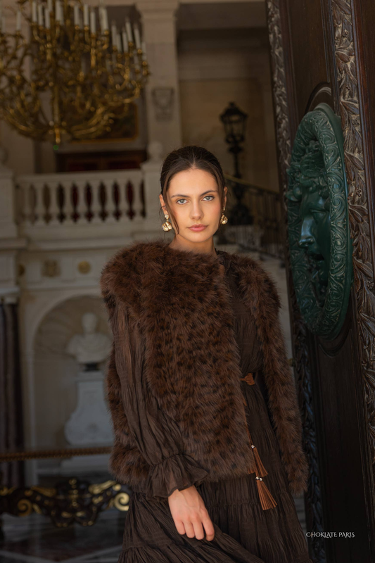 Leopard Faux Fur Sleeveless Vest ~ One size