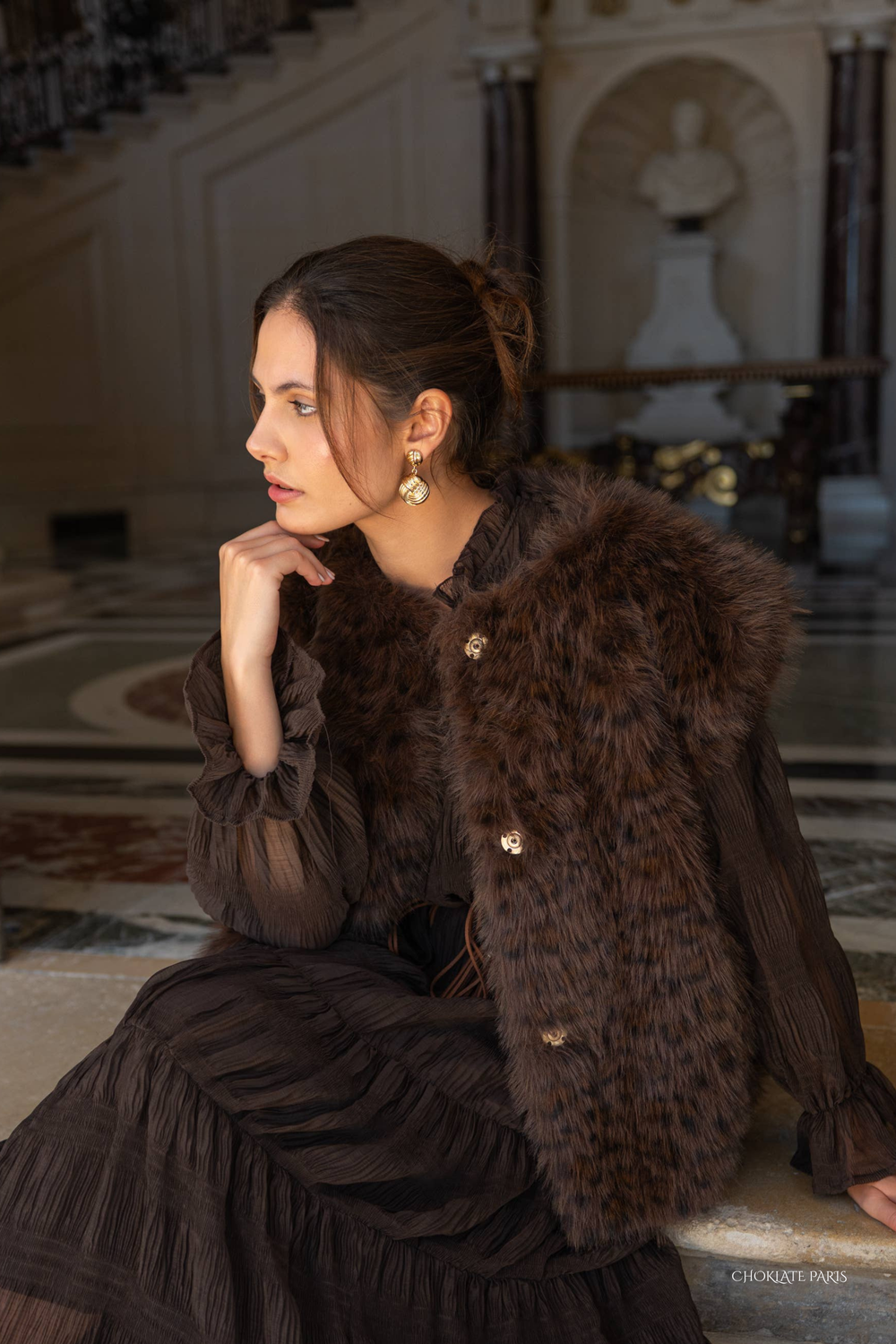 Leopard Faux Fur Sleeveless Vest ~ One size