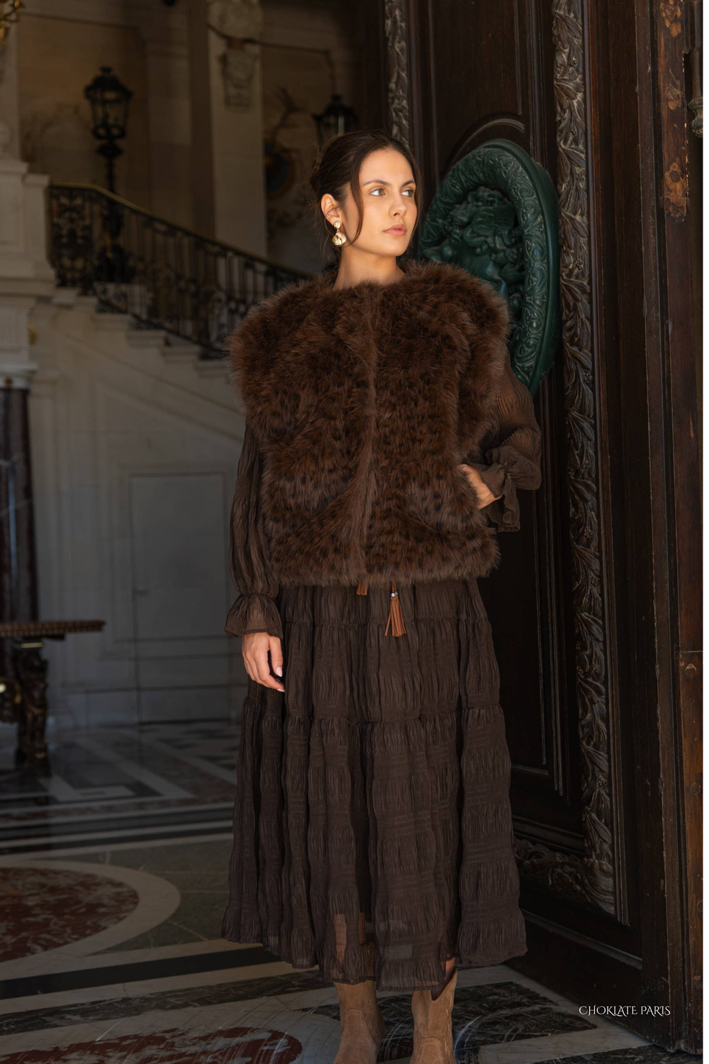 Leopard Faux Fur Sleeveless Vest ~ One size