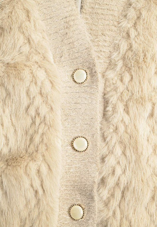 Faux Fur Jacket in Beige