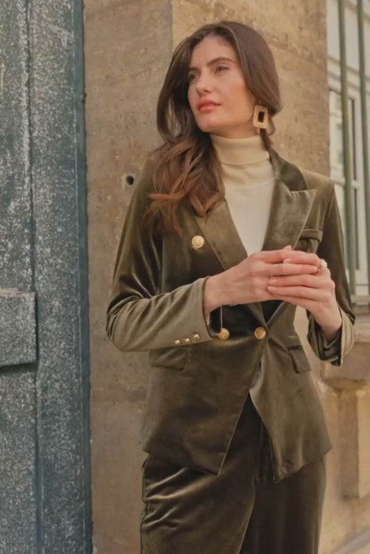 Olive Velvet Blazer