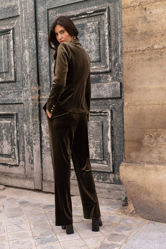 Olive Velvet Trousers
